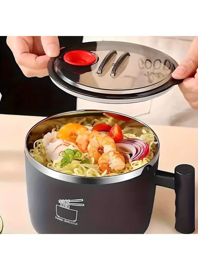 Black Portable Ramen Bowl With Lid And Handle Large Capacity Soup Noodle Salad Lunch Box - Image 5